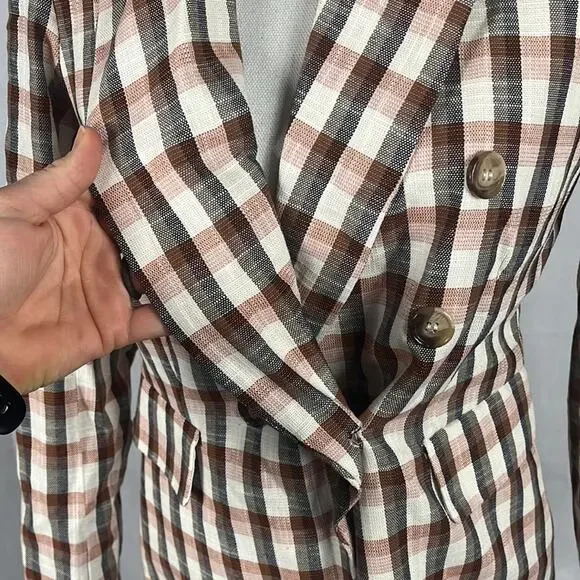Joie Empire Plaid Double Breasted Blazer.